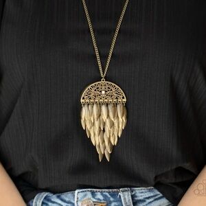 PAPARAZZI Canopy Cruise Boho Brass Whimsical Copper Feather Earring Necklace Set